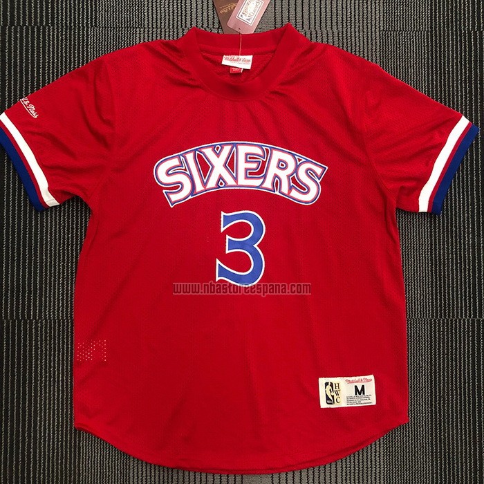 Camiseta Manga Corta Philadelphia 76ers Allen Iverson NO 3 Rojo
